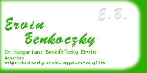 ervin benkoczky business card